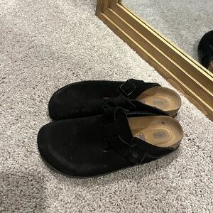 Birkenstock Black Suede Slip-On Clogs
